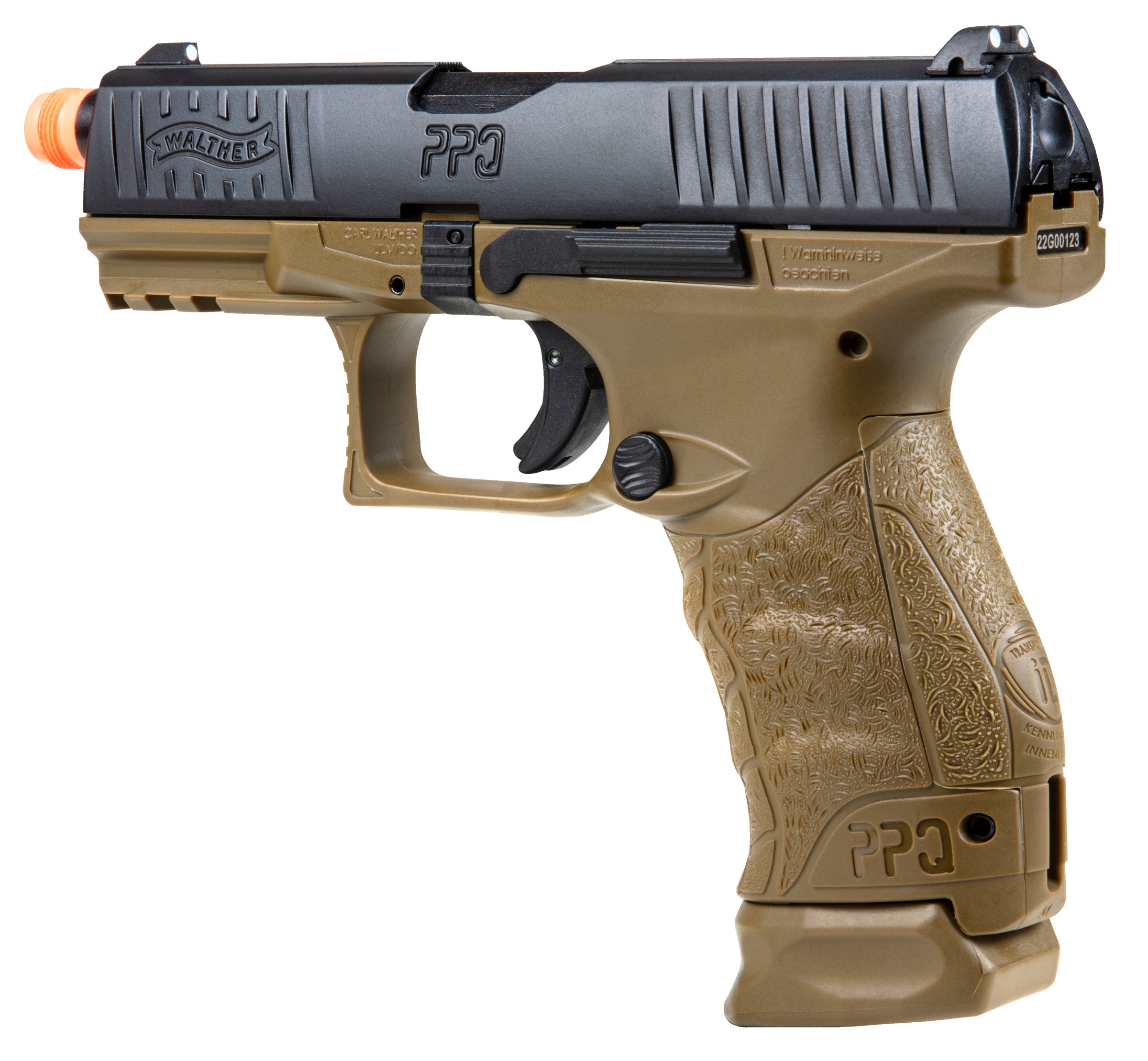 Walther Walther PPQ GBB 6mm Blowback Airsoft Pistol - 22 Rounds, Dark Earth Brown