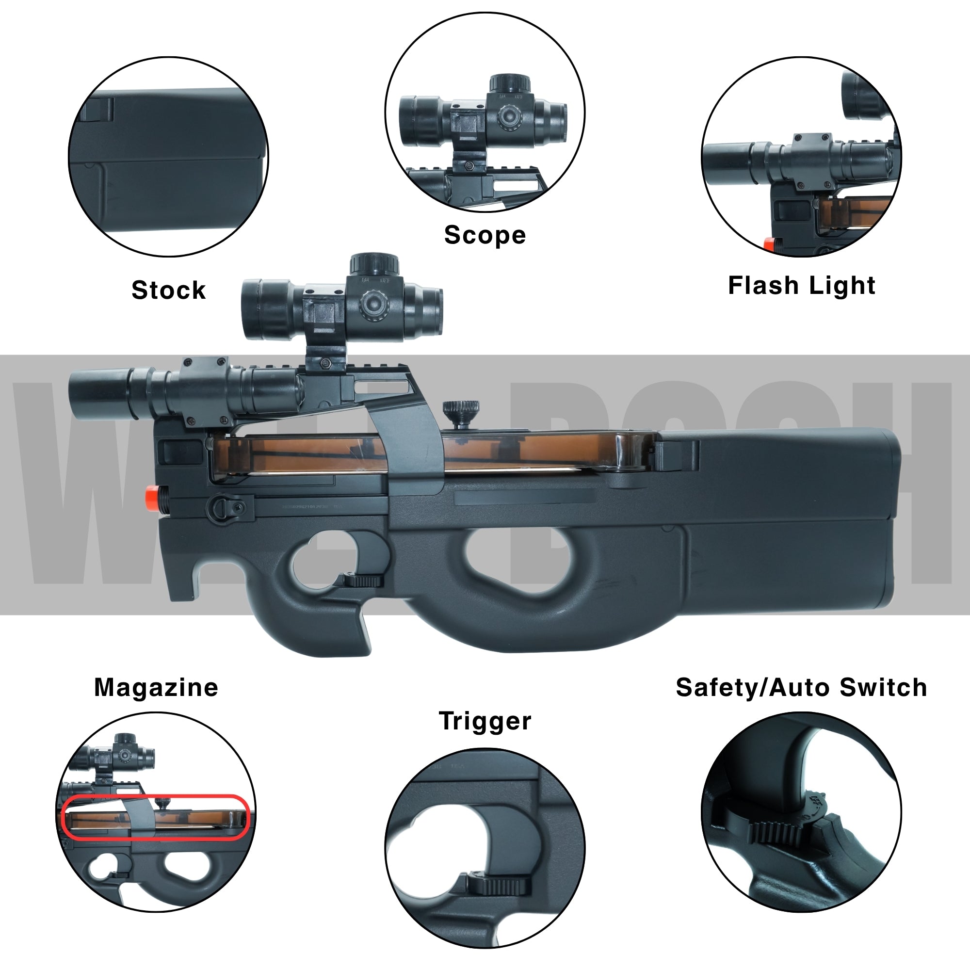 Airsoft AEG Rifle WELL D90H Full Auto Airsoft Electric AEG Rifle Gun - Black